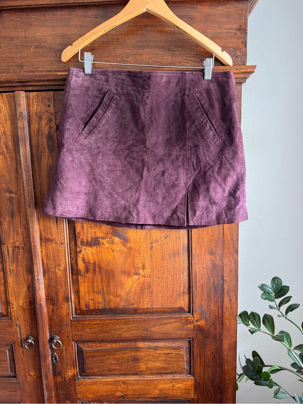 Blank NYC Suede Mini Skirt Eggplant Purple Color
